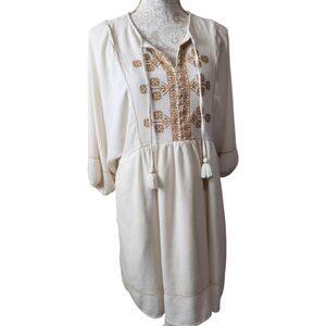 Knox Rose Embroidered Boho Coastal Cowgirl Tassel Dress size Large